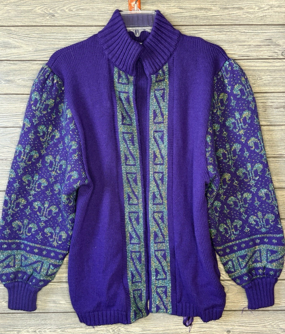 MACHO Womens Vintage Purple Cardigan Made in Austria 50% Mohair SIZE UK-6 EU-36